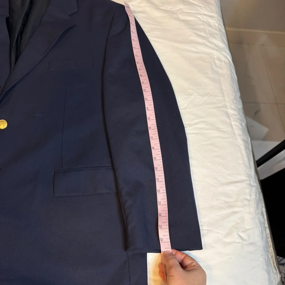Polo University by Ralph Lauren Mens Navy Blue Pure Wool Blazer Sport Coat 48R